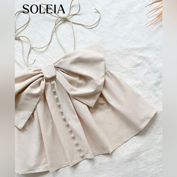 Women's Cream Bow Top Size Large - Picture 2 of 9